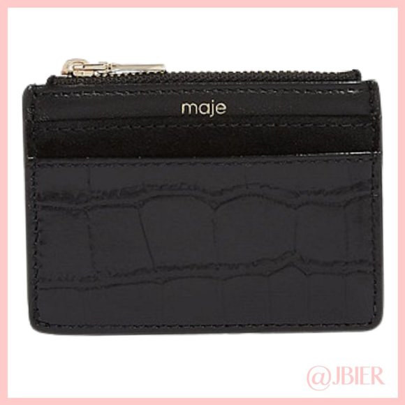 Maje Embossed Crocodile Leather Card Holder - Picture 1 of 4